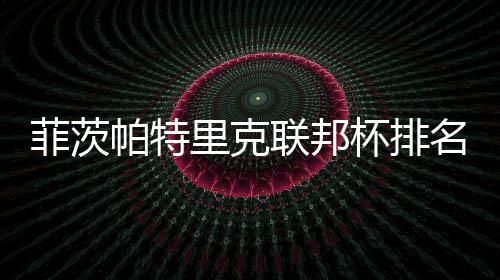 杯排名升帕特到第里克联邦突破0万一 奖金菲茨